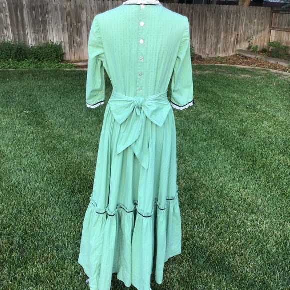 Vintage 30’s Handmade Prairie Peasant Maxi Dress Micro Floral Bow Cottage-core - Picture 2 of 15